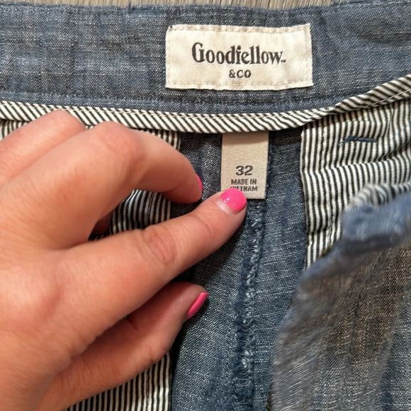 Goodfellow & CO. 7" Linden 100% cotton blue summer shorts Size 32 - Picture 4 of 6